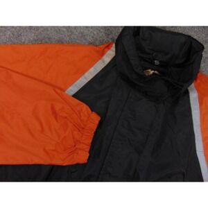 Harley Davidson Jacket Mens Small Orange  Black Reflective Windbreaker Rain Coat